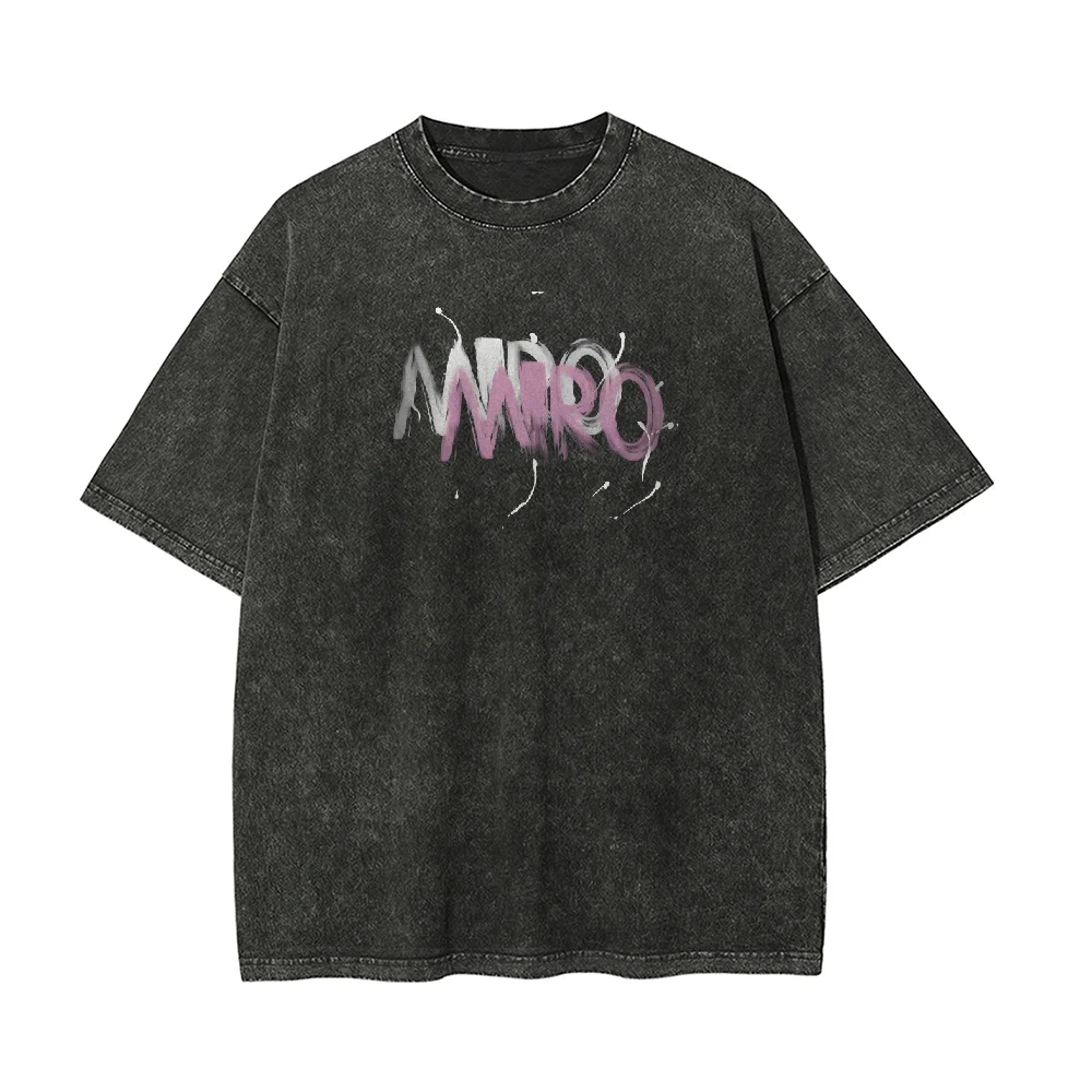 American Graffiti Letter Print T-Shirt – Washed Cotton Oversized Tee for Women - Image 10