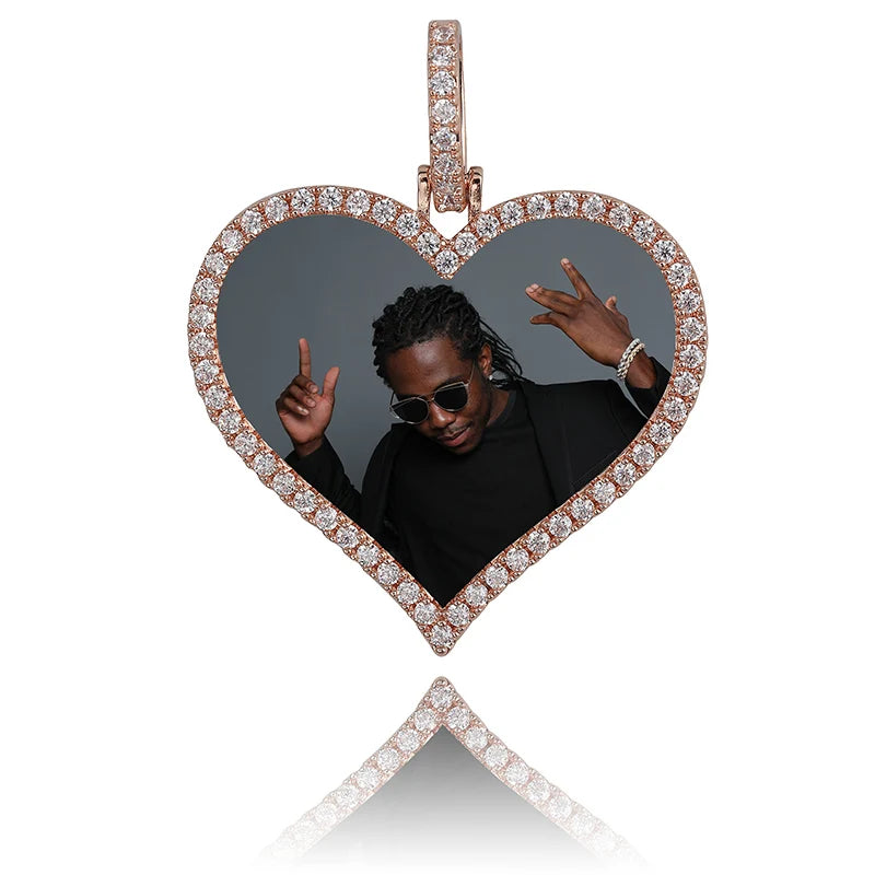 TOPGRILLZ Custom Photo Heart Medallion – Men's Hip-Hop Pendant with 4mm Tennis Chain - Image 7