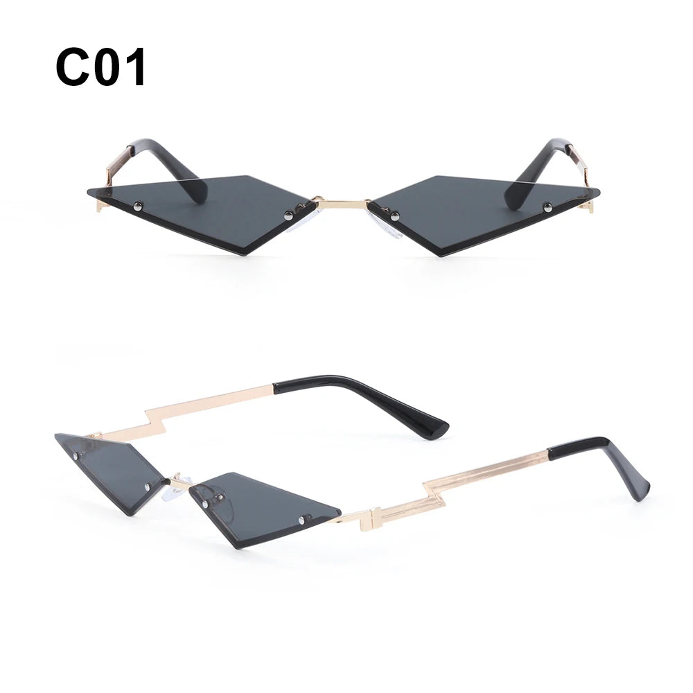 Diamond-Shaped Rimless Sunglasses – Unisex Vintage Streetwear UV400 Eyewear - Image 20
