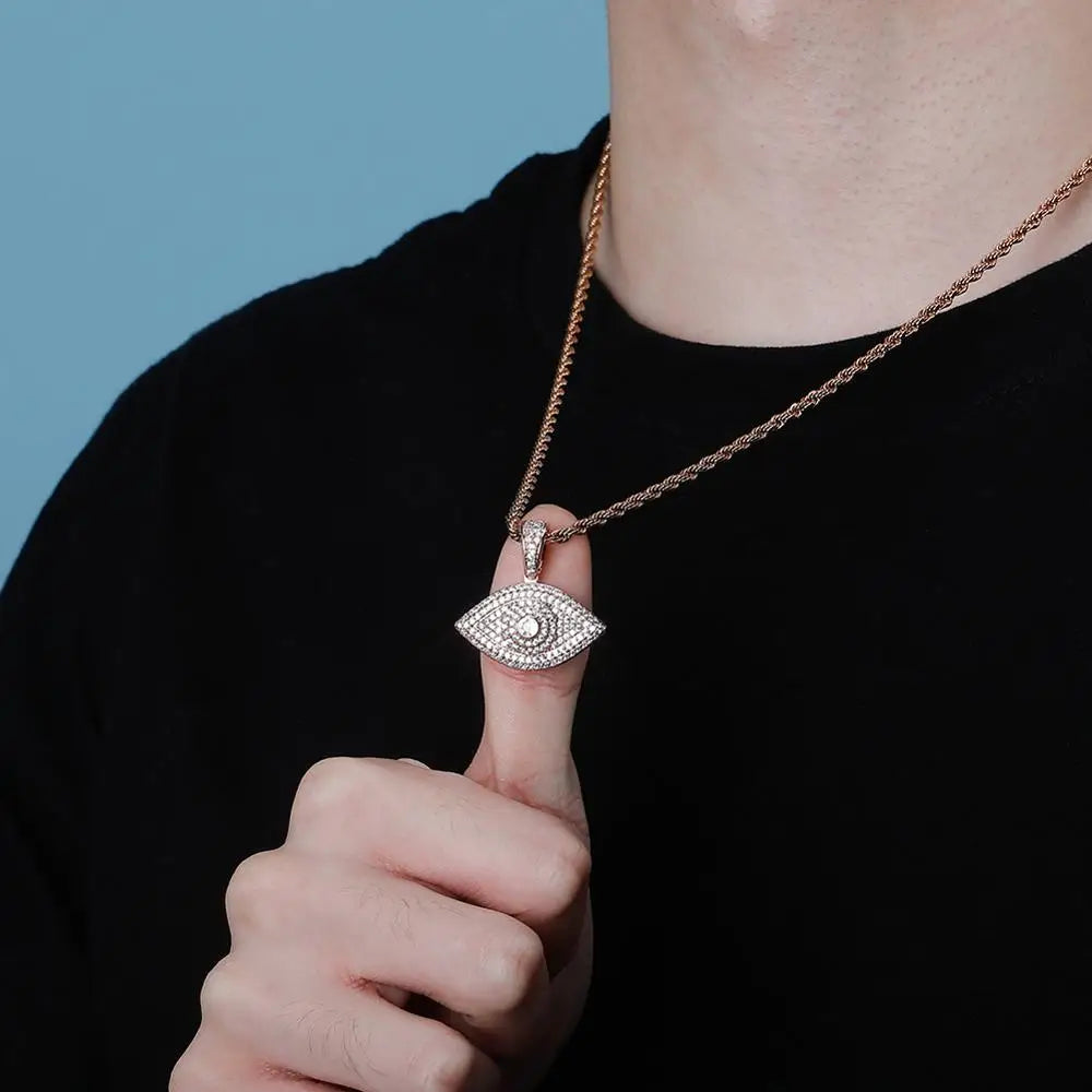 TOPGRILLZ Evil Eye Pendant Necklace – Iced Out Cubic Zirconia Hip Hop Fashion Jewelry for Men & Women - Image 3