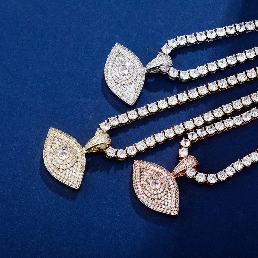 TOPGRILLZ Evil Eye Pendant Necklace – Iced Out Cubic Zirconia Hip Hop Fashion Jewelry for Men & Women - Image 2