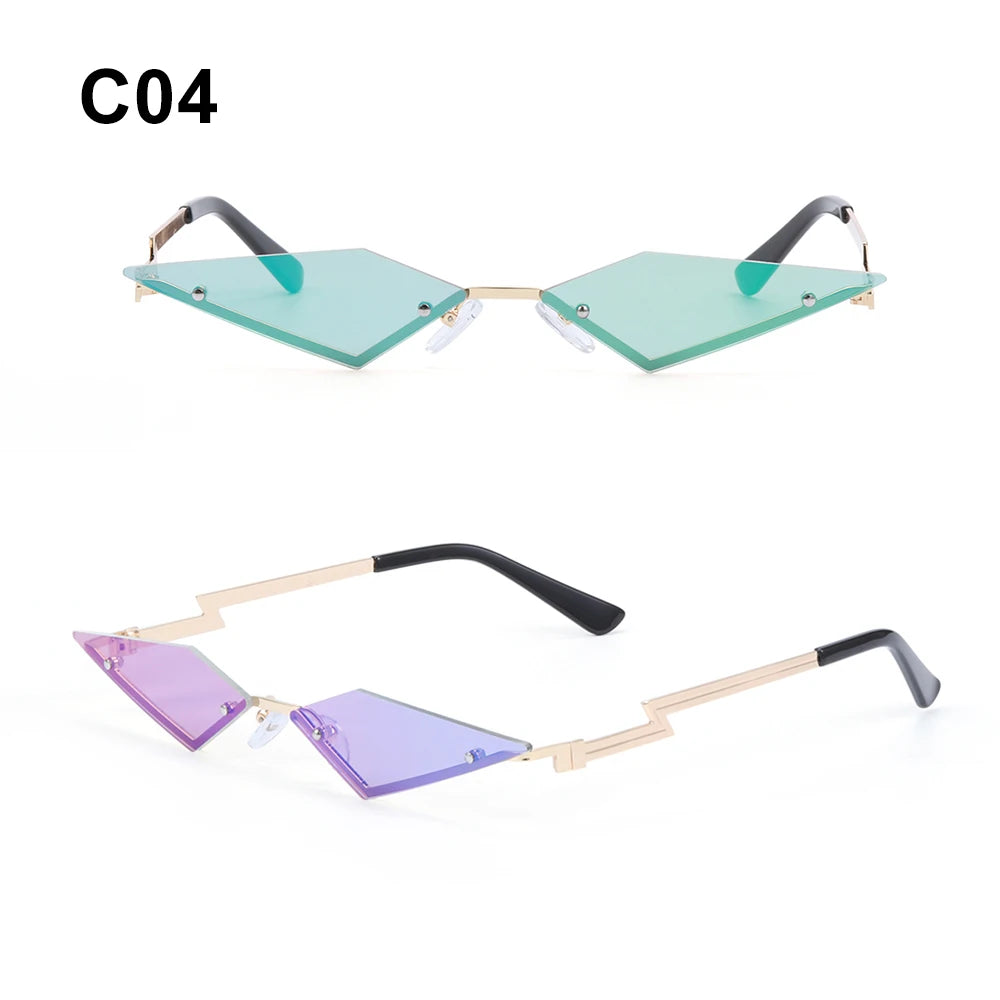 Diamond-Shaped Rimless Sunglasses – Unisex Vintage Streetwear UV400 Eyewear - Image 12