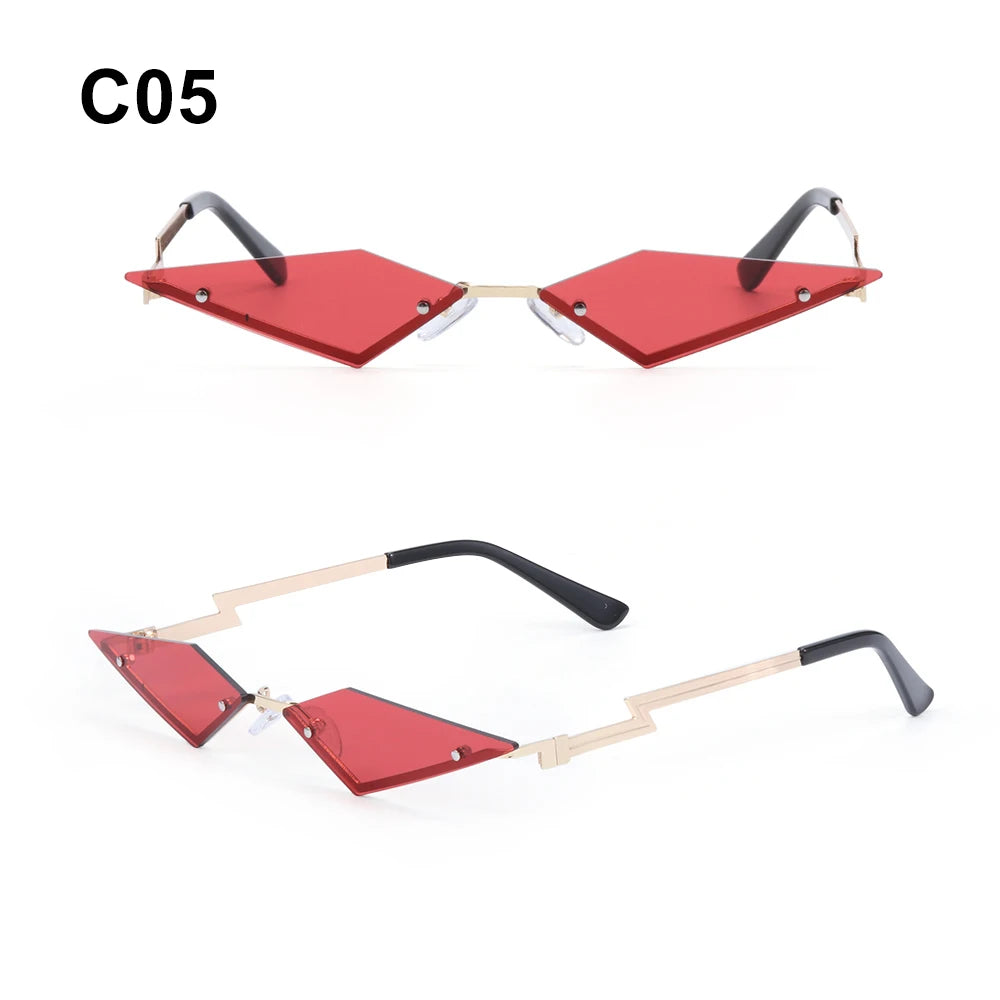 Diamond-Shaped Rimless Sunglasses – Unisex Vintage Streetwear UV400 Eyewear - Image 13