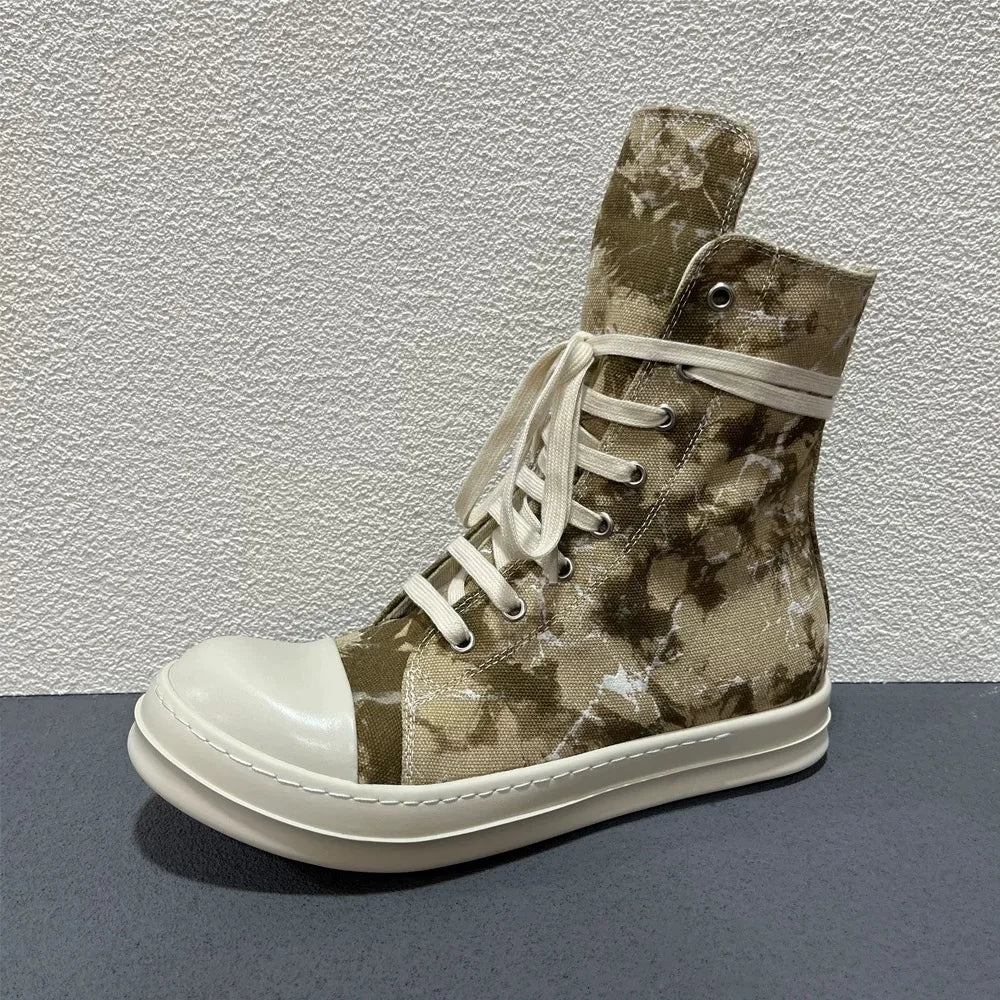 Men’s High-Top Canvas Sneakers – Unisex Lace-Up Zipper Hip Hop Designer Flats - Image 6