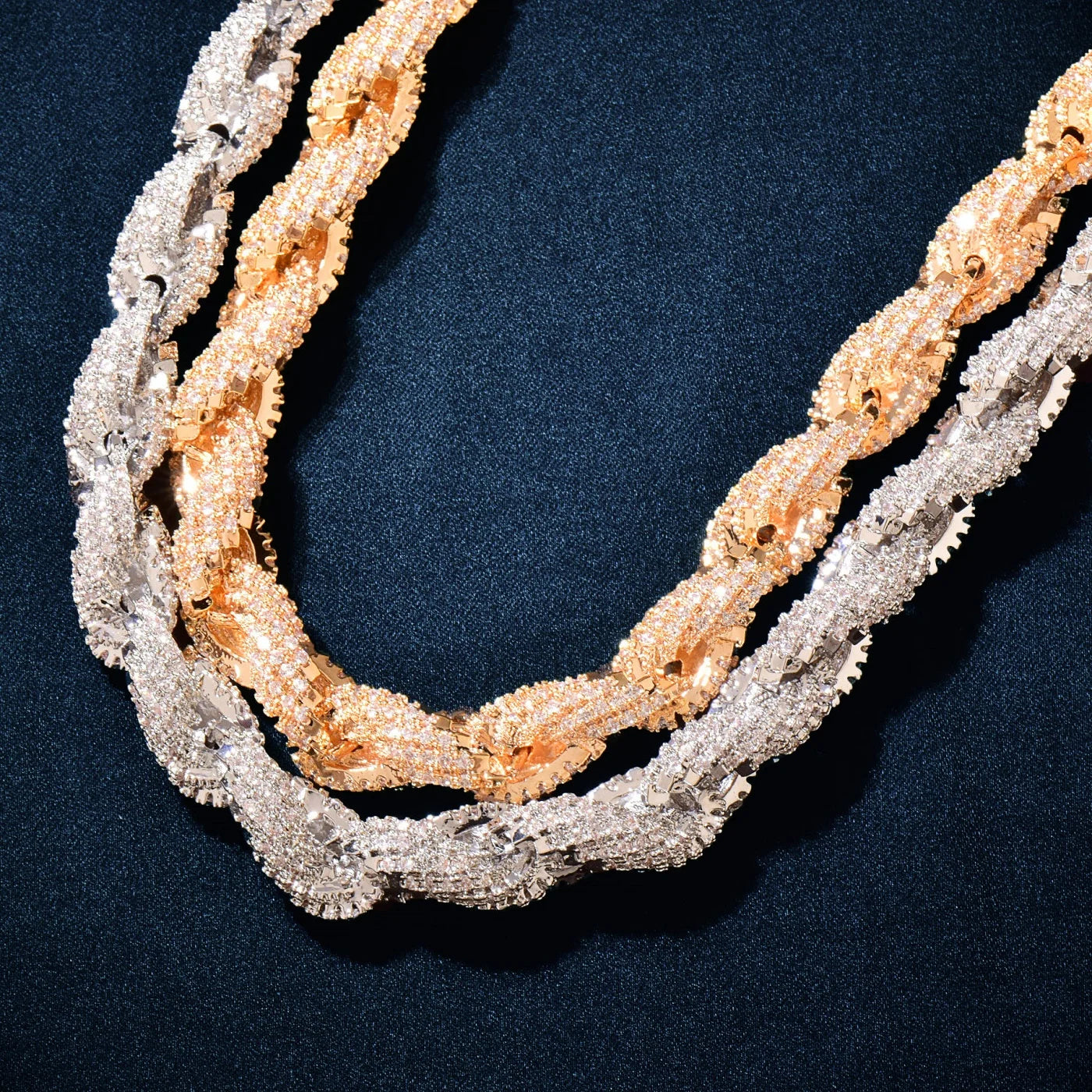 CUC 8mm Iced Out CZ Rope Chain – Gold Color Hip-Hop Necklace for Men - Image 5