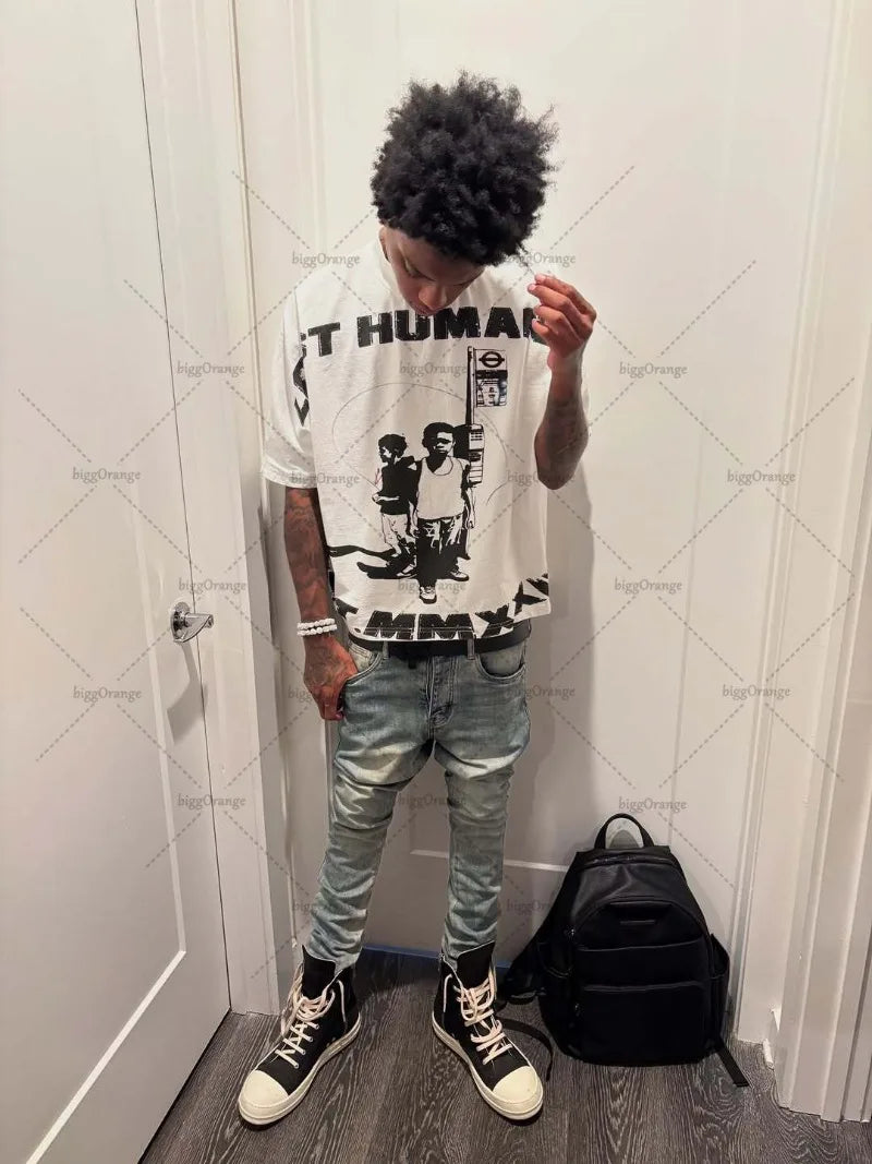 Gothic Harajuku Letter Print T-Shirt – Oversized Hip-Hop Streetwear Tee for Men - Image 5