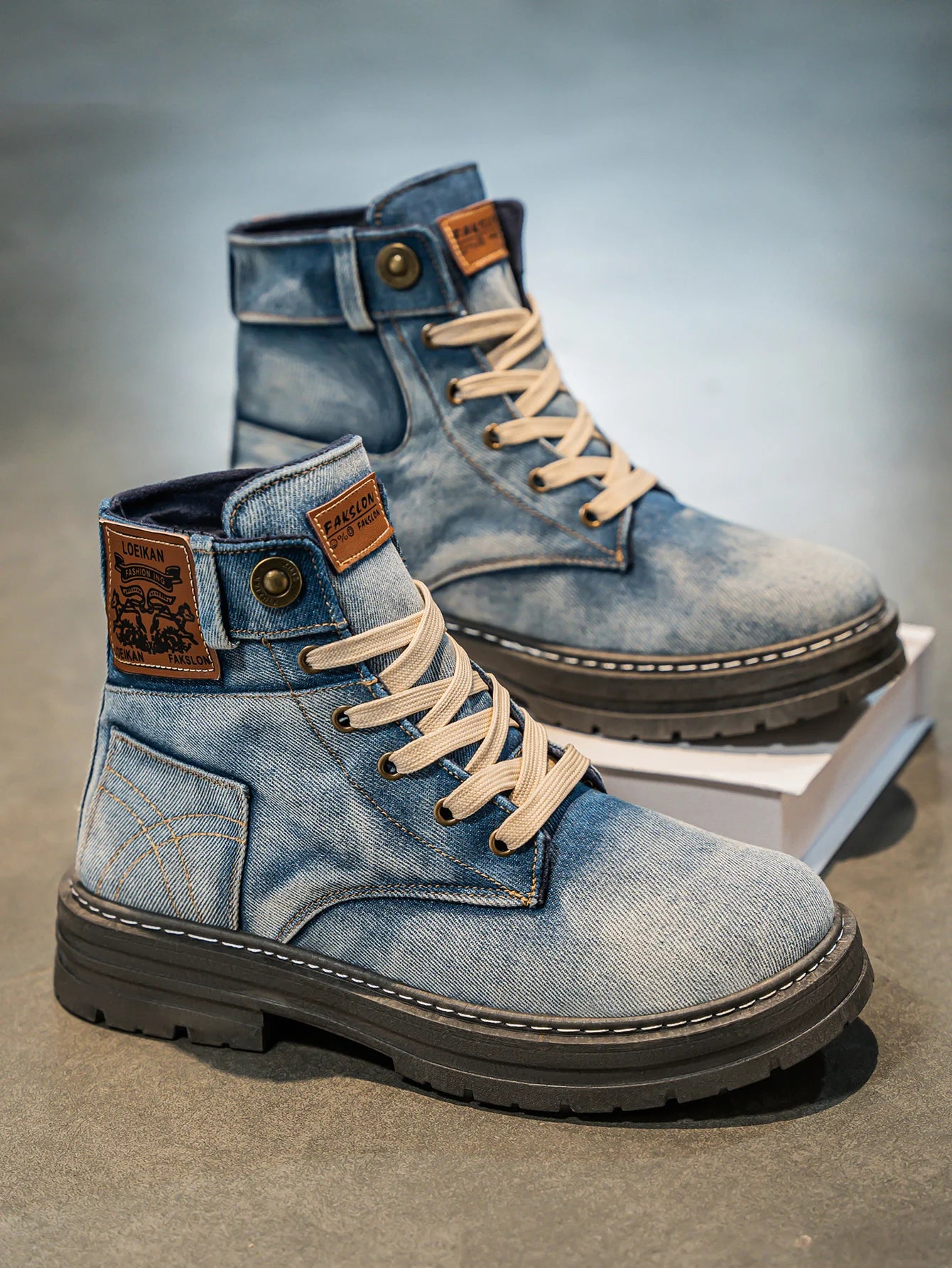 Men’s High-Top Denim Boots – Trendy Casual Sports Fashion Boots - Image 4