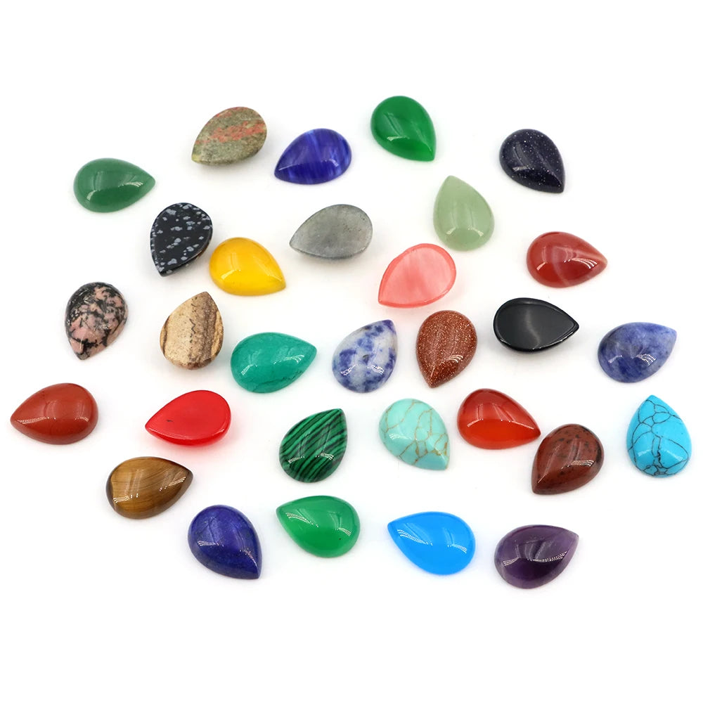 13x18mm Water Drop Flat Back Beads – Natural Stone Crystal Cabochons for DIY Jewelry - Image 5