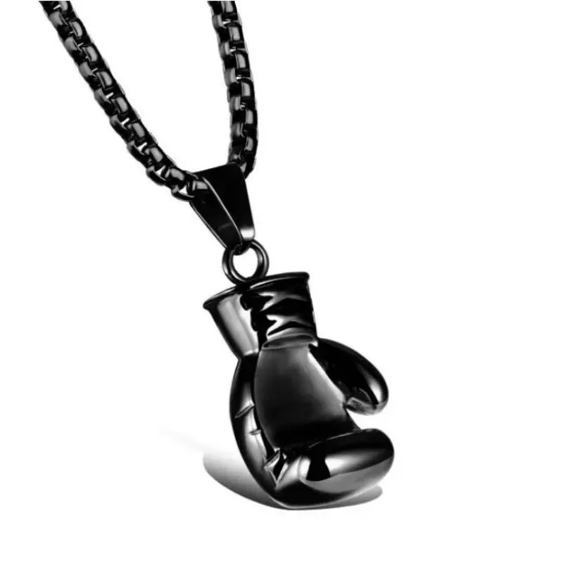 Punk Boxing Glove Pendant Necklace – Titanium Steel Chain for Men & Women - Image 4
