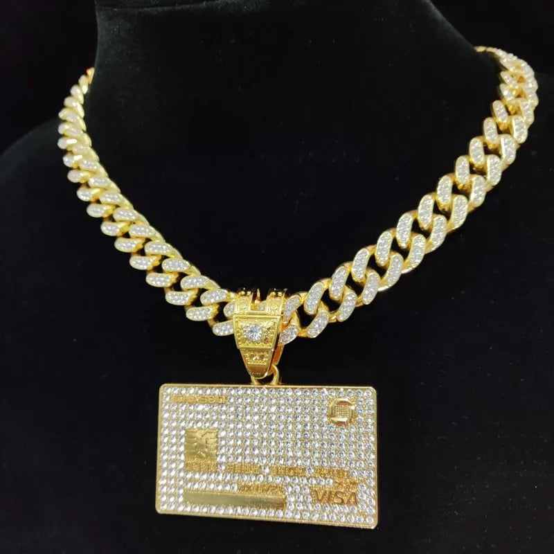 New Men’s Hip Hop Bank Card Pendant Necklace - Image 4