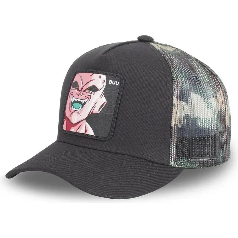 Dragon Ball Goku & Buu Embroidered Cap – Adjustable Trucker Mesh Hat for Men - Image 20