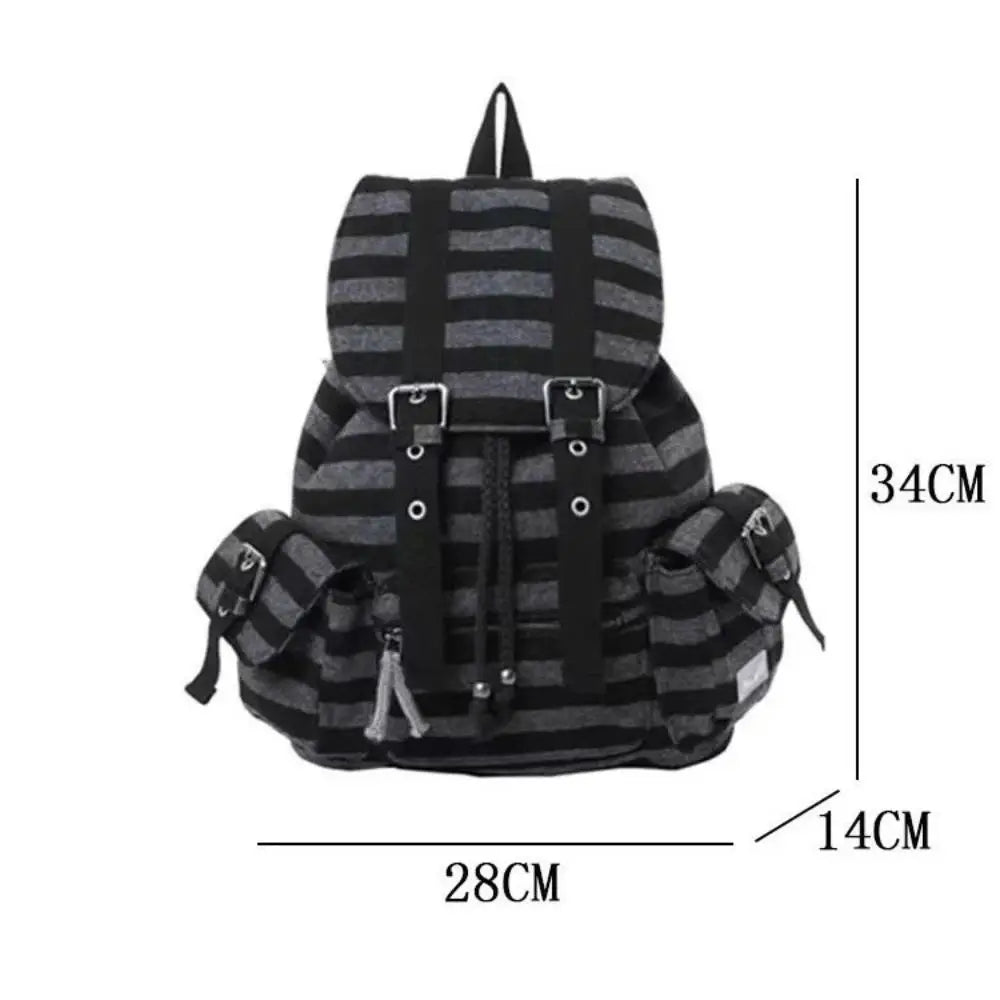 High-Quality Korean Style Drawstring Backpack – Unisex Large Capacity Flat Stripe Tote Bag - Image 6
