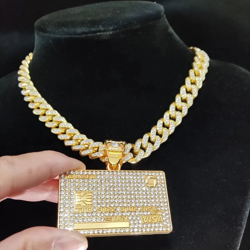 New Men’s Hip Hop Bank Card Pendant Necklace - Image 5