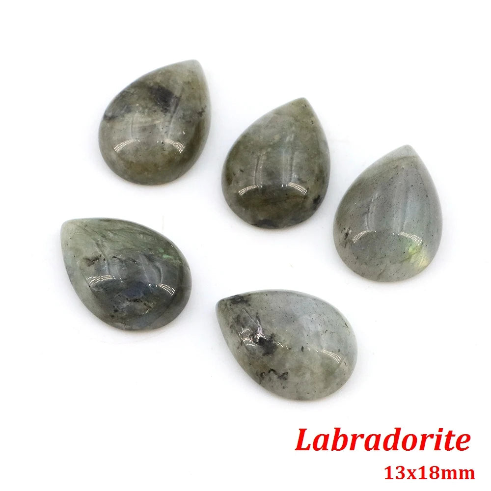 13x18mm Water Drop Flat Back Beads – Natural Stone Crystal Cabochons for DIY Jewelry - Image 26