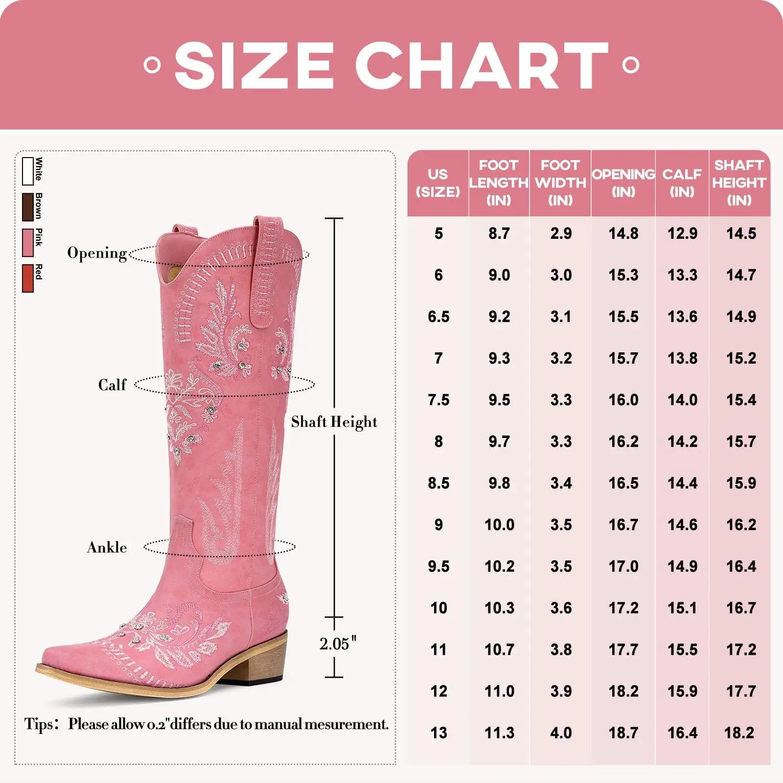 Cowboy Boots for Women – Wide Calf Knee-High Western Cowgirl Boots with Sparkly Rhinestones - Image 5
