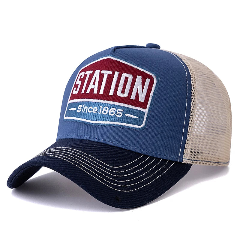 Classic STATION Letter Pattern Mesh Baseball Cap – Unisex Breathable Summer Trucker Hat - Image 6