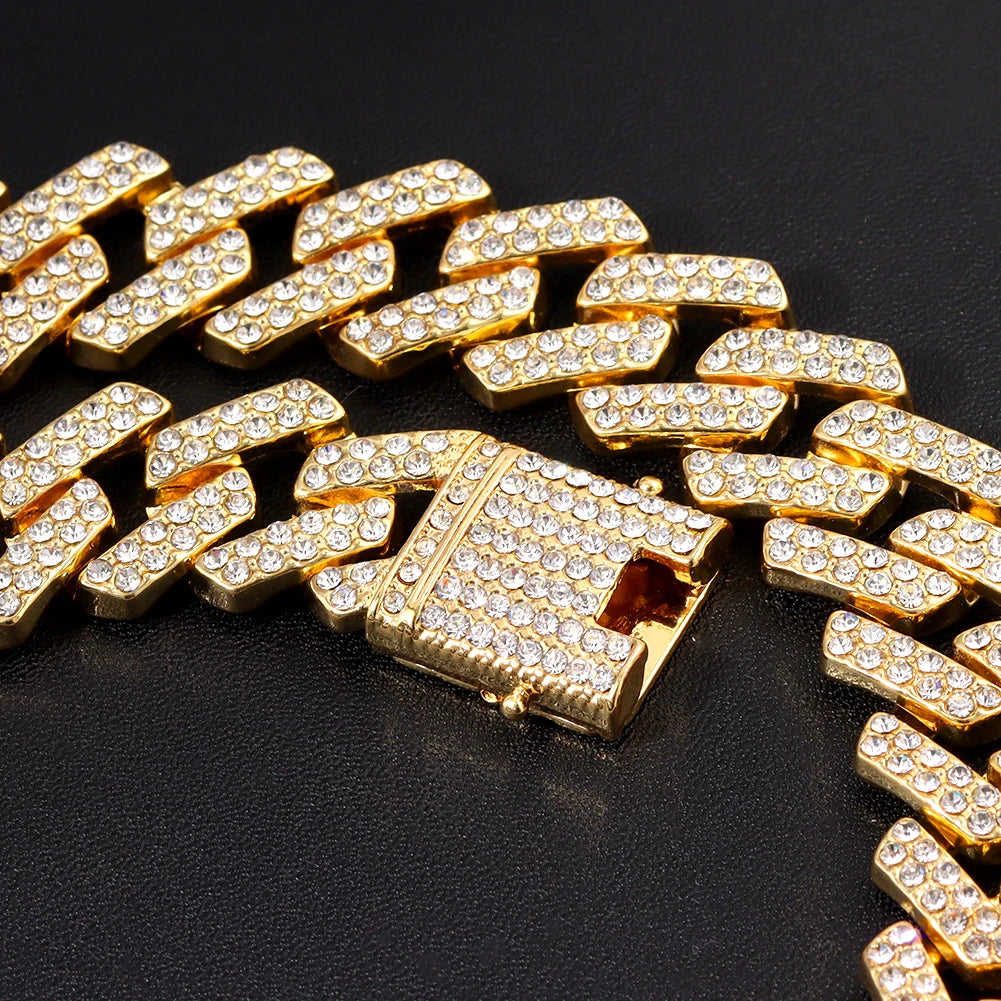 Iced Out Bling AAA Rhinestones Prong Cuban Link Chain - Image 4