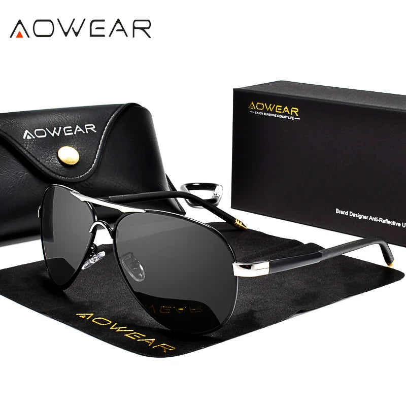 AOWEAR Men's Aviation Sunglasses – Polarized HD Pilot Mirror Shades for Driving - Image 7