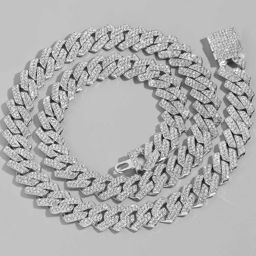 Iced Out Bling AAA Rhinestones Prong Cuban Link Chain - Image 9
