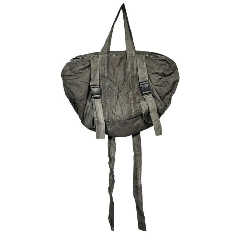 HKSH Spring Punk Techwear Backpack – Large Capacity Cotton Bag with Utility Pockets (Unisex) - Image 5