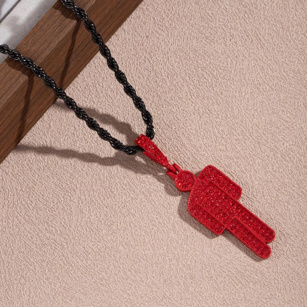 Off-Center Rhinestone Cartoon Pendant Necklace – Trendy Hip-Hop Luxury Chain for Men & Women - Image 9