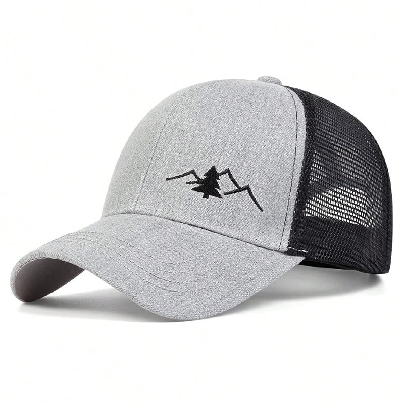Mountain Embroidered Mesh Baseball Cap – Unisex Summer Snapback Hat for Sports & Streetwear - Image 7