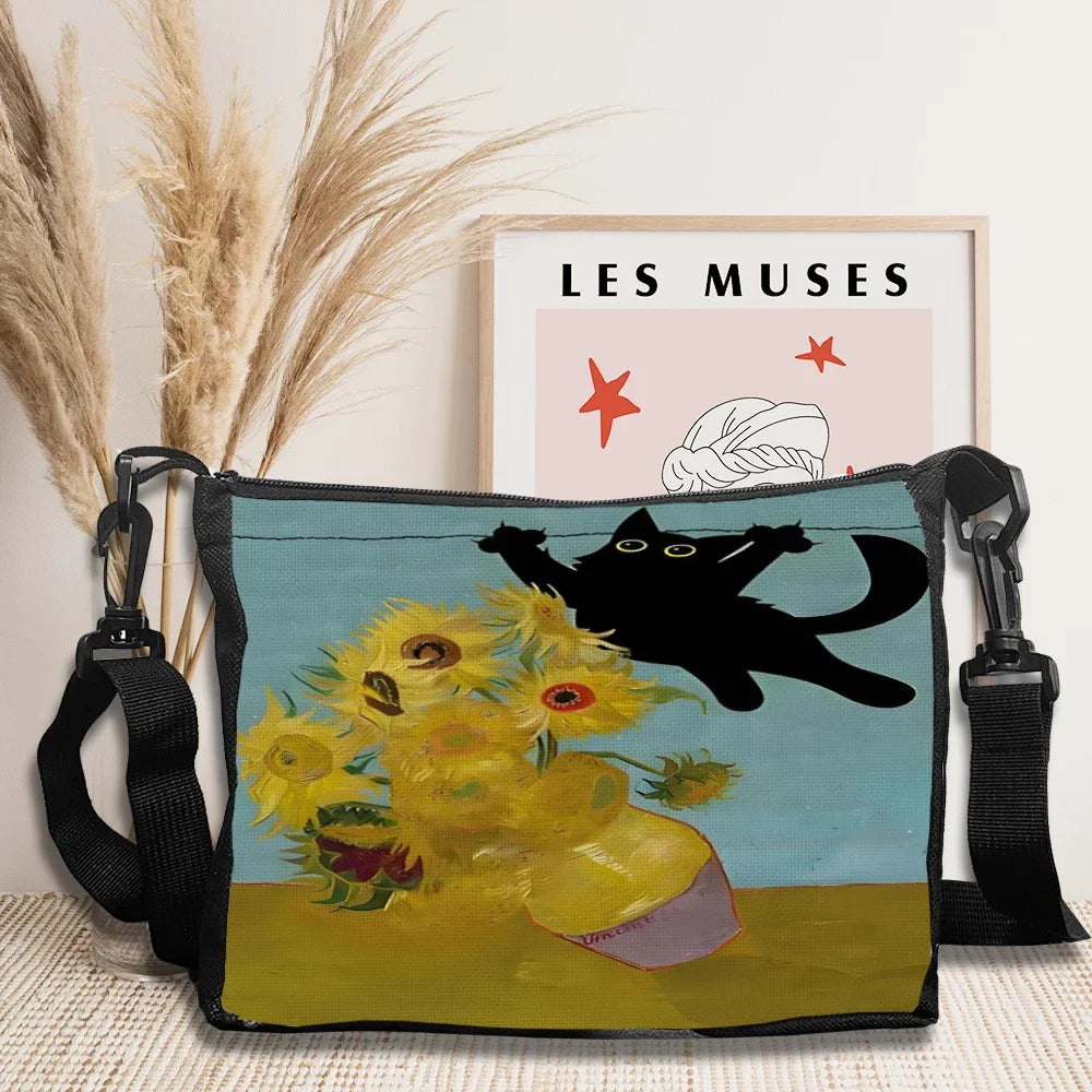 Van Gogh Cat Design Women’s Handbag – Artistic Crossbody Tote for Girls & Travel - Image 8