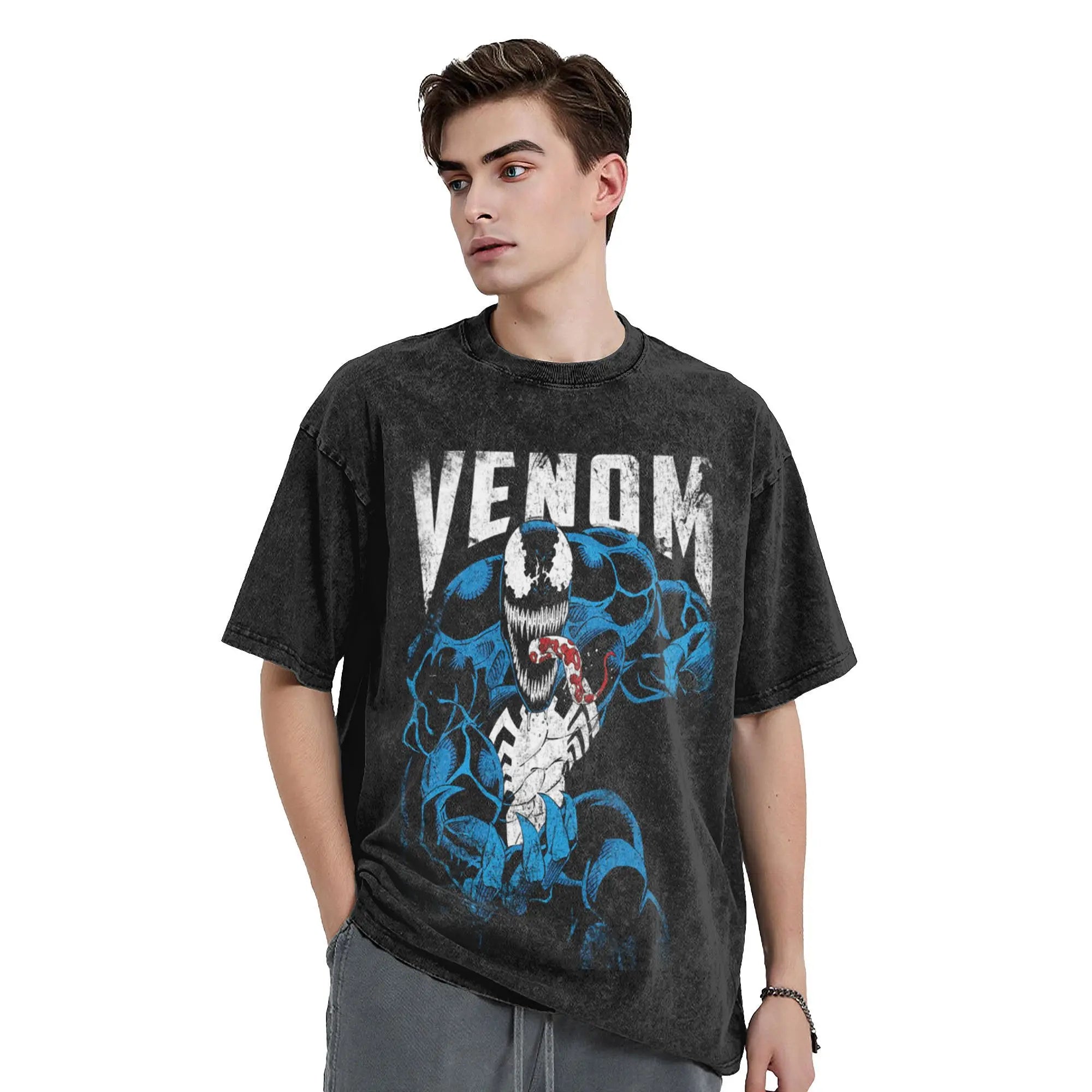 Venom Washed T-Shirt – Oversized Hip Hop Streetwear Tee for Men & Women - Image 3