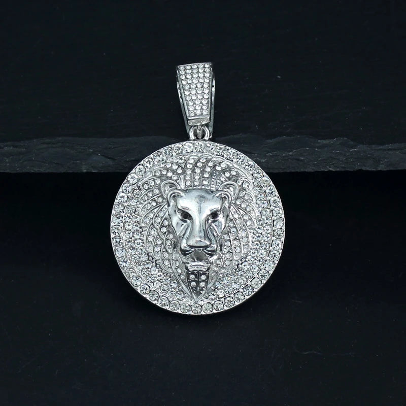 Hip Hop Big Lion Head Pendant Cuban Chain Necklace – Iced Out Rhinestone Jewelry for Men & Women - Image 9