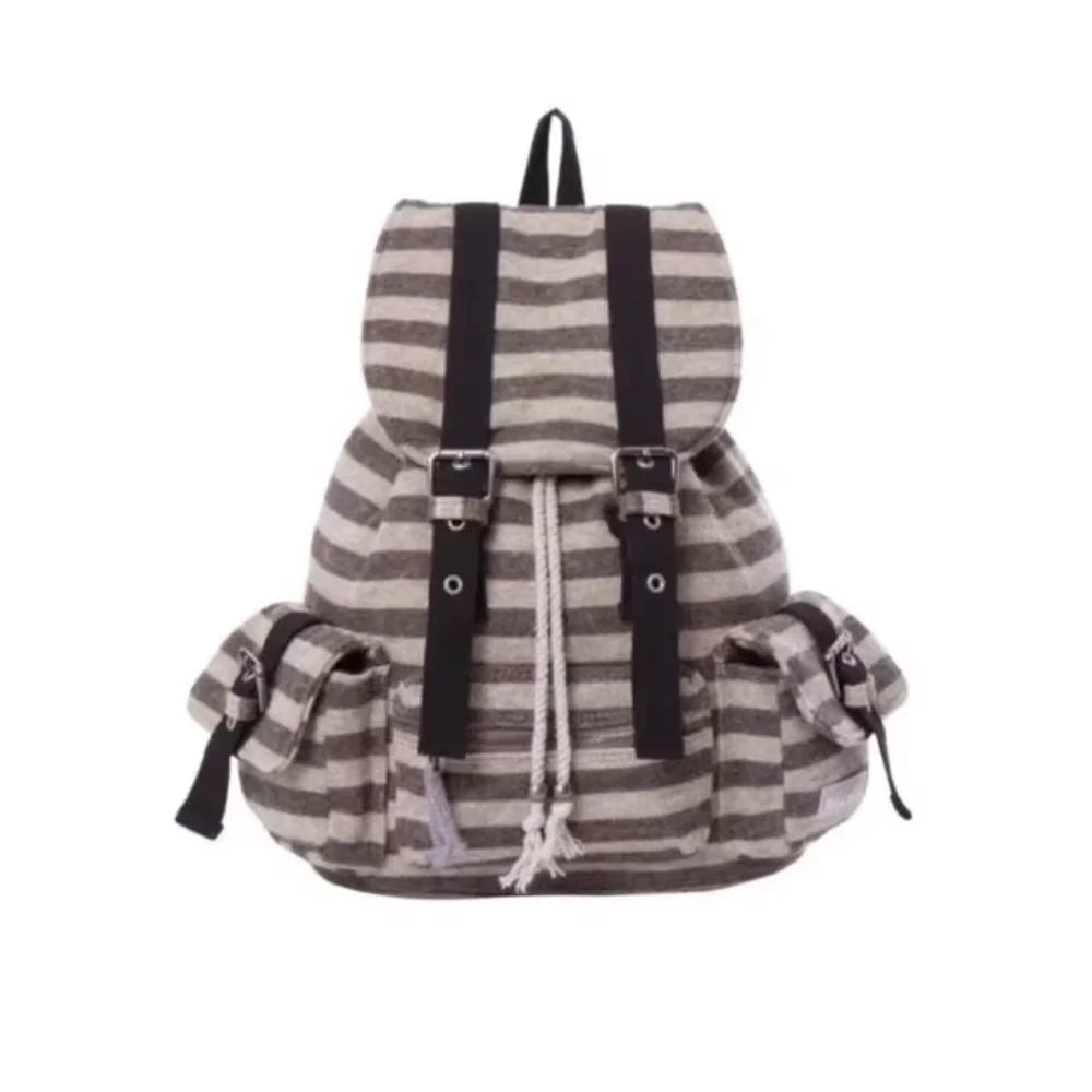 High-Quality Korean Style Drawstring Backpack – Unisex Large Capacity Flat Stripe Tote Bag - Image 5