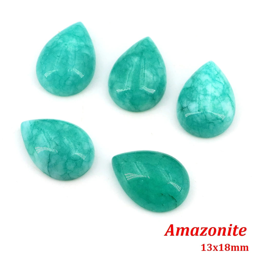 13x18mm Water Drop Flat Back Beads – Natural Stone Crystal Cabochons for DIY Jewelry - Image 36