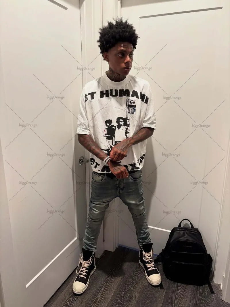 Gothic Harajuku Letter Print T-Shirt – Oversized Hip-Hop Streetwear Tee for Men - Image 4